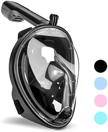 Full Face Snorkel Mask for Kids and Adults - Anti-Fog and Anti-Leak Easy Breath Snorkeling Gear - Dive Scuba Mask with 180 Panoramic View and Detachable Action Camera Mount