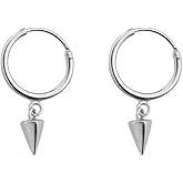 Tiny Punk Spike Dangle Drop Hoop Earrings for Women Teen Girls Men Sterling Silver Charms Hoops Cuff Cartilage Stud Tragus Helix Wrap Minimalist Geometric Earrings Hypoallergenic Fashion Personalized