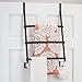 mDesign Modern Decorative Metal Over Shower Door Towel Rack Holder Organizer with Storage Hooks - for Bathroom Towels, Washcloths, Hand Towels, Loofahs and Sponges - Bronze