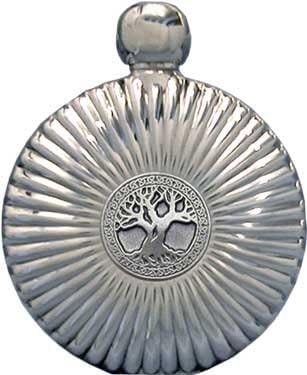 5oz "Celtic Tree of Life" Round Flare Flask Mirror Finish