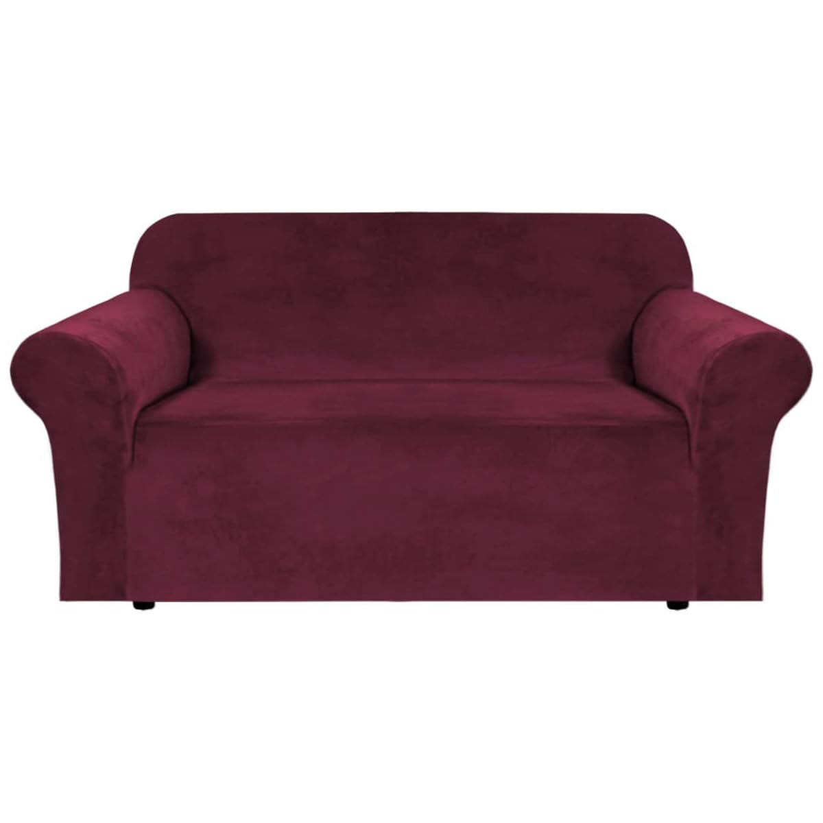 Photo 1 of H.VERSAILTEX Stretch Velvet Loveseat Covers for 2 Cushion Couch Covers for Living Room Sofa Covers Slipcovers with Non Slip Straps Bottom, Ultra Thick Comfy Velour (Width 58"-72", Burgundy)