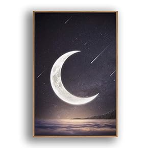 Framed Canvas Wall Art for Living Room, Bedroom Moon with Bright Canvas Prints for Modern Home Decoration Ready to Hang - 16"x24" inches
