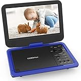 COOAU 12.5" Portable DVD Player with Eye-Protected HD 10.5" Swivel Screen, 5-Hours Rechargeable Battery, Support Region Free, USB/SD Card, Sync Screen Playing, Blue