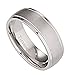 7mm Brushed Polished Grooved edges Titanium Wedding Ring Comfort Fit Band