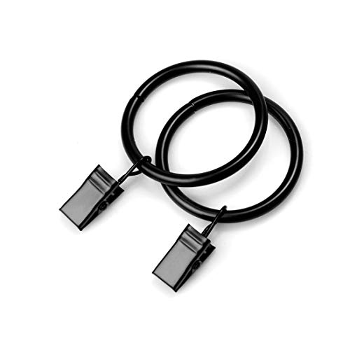 Umikk 42pcs Rings Curtain Clips,Curtain Rings with Rustproof Clips,Clips to Hang Outdoor Curtain,Vintage Black (38mm/1.5 Inch Interior Diameter )