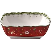 Villeroy &amp; Boch Delight Serving Bowl, Red, Small | Red and white porcelain bowl in a nostalgic design, great for serving meat, vegetables, or holiday side dishes