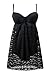 Swimdress,YaYa Bay Womens Sexy Retro Vintage Crochet Lace Halter Straps Ruched One Piece Swimsuit Large Size Black
