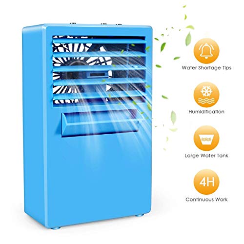 XFXDBT Air Conditioner Fan Personal Space Cooler,3 Speeds Mini Air Cooler Humidifier Noiseless Portable Cooling Desktop Fan Home Office Kitchen-Blue 5.7x3.9x9.3in