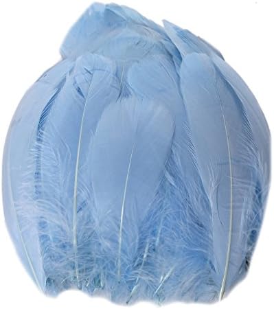 Wansu 100PCS Dyed Goose Feather 3-5inch For sport&amp;art&amp;home&amp;party,Light Blue