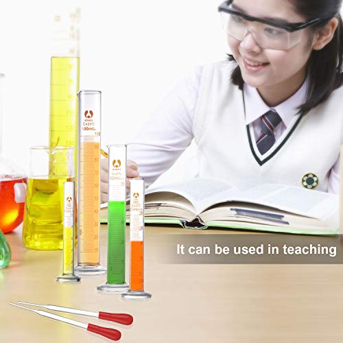 Young4us Glass Cylinders, Pack of 8 Cylindrical Glass Measuring & Glass Droppers Set, 4 Graduated Cylinders in 4 Sizes with Scales, 100ml, 50ml, 25ml, 10ml, 4 Glass Droppers Without Scales (3ml) - Thumbnail 6