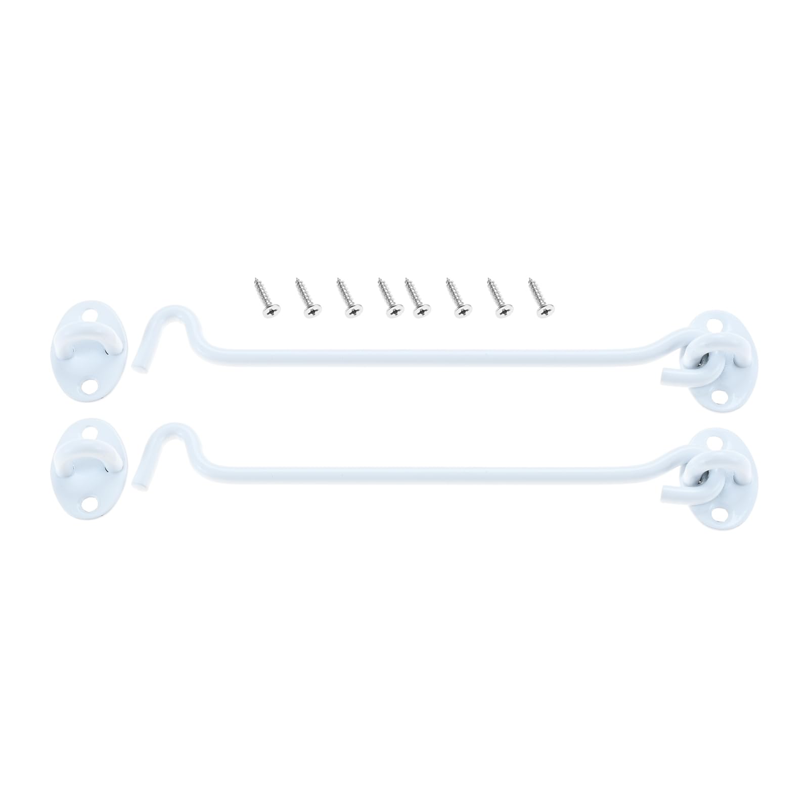 200mm Cabin Hook and Eye Latch Lock Shed Gate Door Catch Silent Holder Stainless Steel White 8inch 2Pcs — image 1