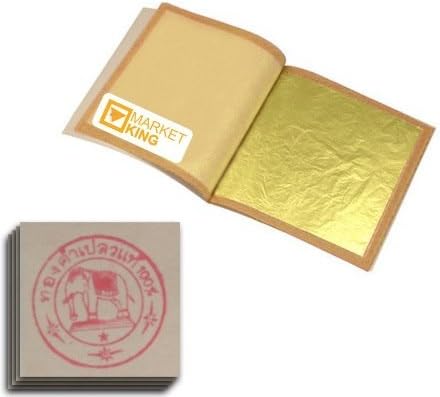 10 X Edible Gold Leaf Sheets Leaves 24 Karat Sss-size 0.6" X 0.6" Genuine Authentic for Foods, Cakes & Chocolates, Decoration, Health & Beauty, Home Arts & Crafts, Metal Working, Marketking Brand