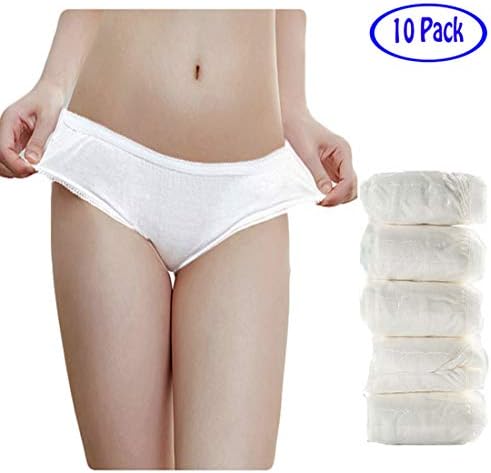 pnana Womens Underwear Disposable 100% Cotton for Travel/Postpartum/Hospital Stays/Emergencies-10 Pack
