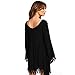 OVERMAL Women's Long Sleeve A-line Lace Stitching Trim Mini Dress