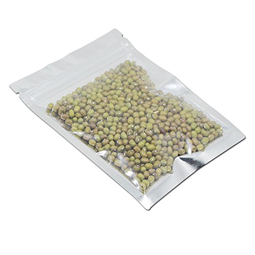 100 Pcs Multi-Colors Resealable Clear Front Mylar Foil Food Storage Bags Heat Seal Smell Proof Pouches Airtight Zipper Grocery Gourmet Snack Mix Pack (Black, 3.9x5.9 inch-3.5mil Thick (Matte))