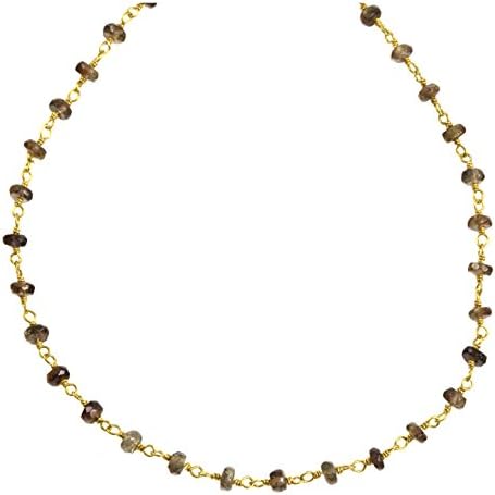 14k Gold Filled Andalusite Necklace Faceted Gemstone Beaded Goldtone Chain 18"