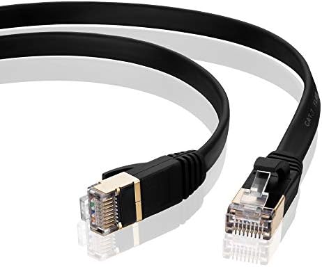 Cat 7 Ethernet Cable 10Ft, Tanbin Cat7 RJ45 Network Patch Cable Flat 10 Gigabit 600Mhz LAN Wire Cable Cord Shielded for Modem, Router, PC, Mac, Laptop, PS2, PS3, PS4, Xbox 360 – Black