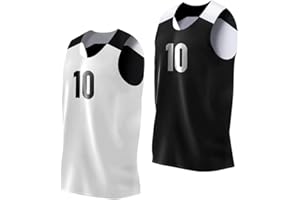 Pro90 Elite Reversible Basketball Jersey for Men with Number | Individual Jersey for Games or Scrimmage | Black/White