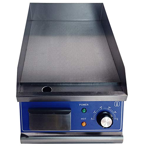 TAIMIKO Commercial Electric Griddle Flat Top Grill HotPlate Kitchen Grill CounterTop Stainless Steel Thermostatic Control 1500W 12" One Year Warranty - Thumbnail 2