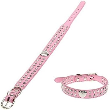 1 Set Satisfying Modern Pet Rhinestone Collar Size M Puppy Necklace Dog Bling Small Studded Color Pink