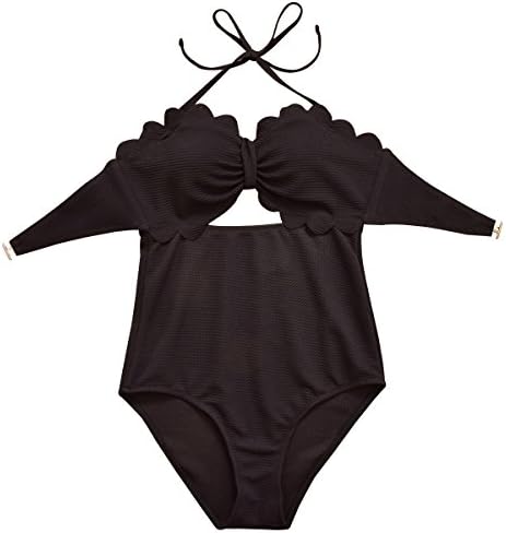Rubylong Women's High Waist Cut Out Halter Solid One Piece Monikini Swimsuit