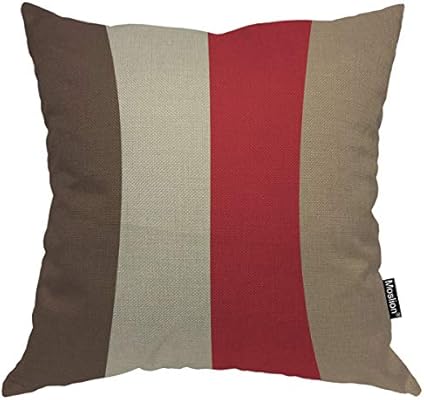 Amazon Com Moslion Fathers Day Pillow Covers 18x18 Pillows Throw Pillow Cover Stripes Red Brown And Cream Square Pillow Case Cushion Cover For Father S Day Home Car Decorative Cotton Linen Home Kitchen