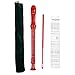 Mr.Power Soprano Recorder German Style C Key for Beginner Student Music Class 3 Piece ABS With Thumb Rest + Fingering Chart + Cleaning Stick + Carrying Bag (Red)