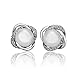 GCIYAEN Elegant 18K Gold Stud Earings Silver Zircon Twist Pearl