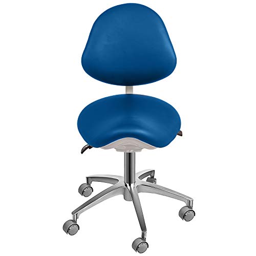 Happybuy Standard Dental Mobile Chair Saddle Doctor's Stool PU Leather Dentist Chair Dental Stool Height Adjustable for Dentists and Office (Blue) - Thumbnail 2