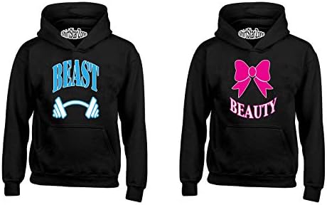 YSM Beast Blue Beauty Pink Gym Workouts Matching Couples Hoodies