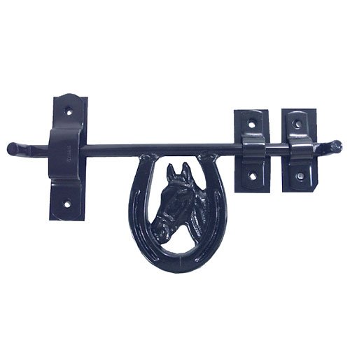 LATCH BARN DOOR HORSESHOE W/HORSEHEAD (COATED & BOXED)