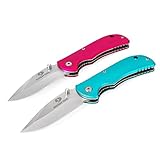 MOSSY OAK 2-pack Pocket Folding Knife Set Pink and Teal Blue