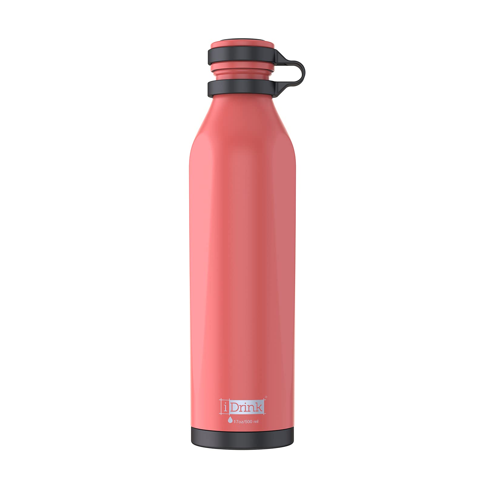 IDRINK® - b-evo Revolutionary Thermal Bottle, 3 Walls, Stainless Steel Bottle with Double Cap, 500 ML (RED RAFFAELLO)