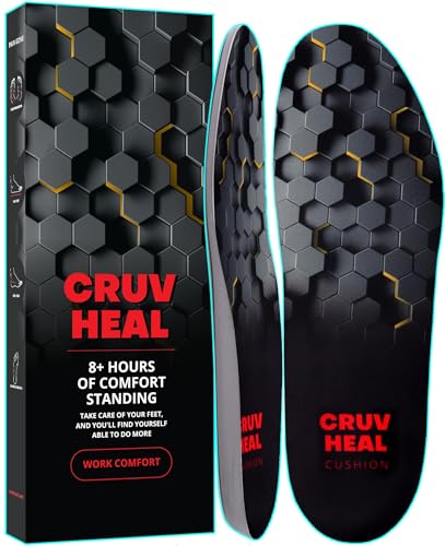 Photo 1 of (New) Work Comfort Orthotic Insoles - Anti Fatigue Shoe Insert Men Women - Low Arch Support - Shock Absorption - Foot Pain Relief - Work Boot Insoles (Black Hexagons, XL)