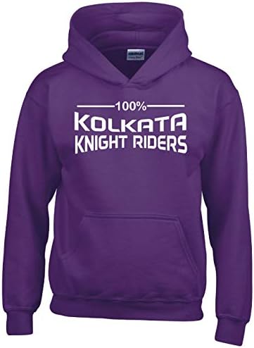 100% Kolkata Knight Riders IPL 2019 Cricket Hoodie Kids Purple