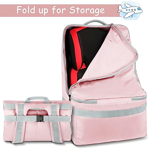 Car Seat Travel Bag, Padded Car Seat Bag for Airplane Travel with Shoulder Straps, Foldable Car