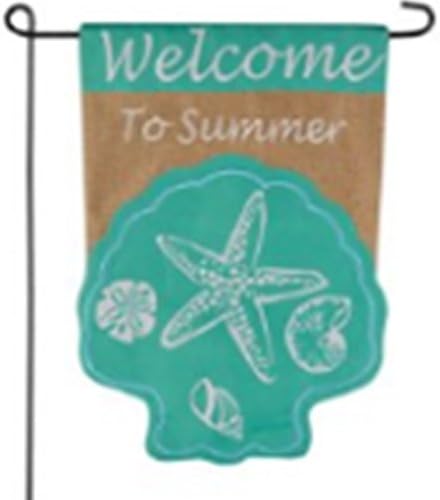 Home Garden Flag -Seashell Welcome Beach Home Design - Waterfront Summer Garden Flag 12.5 x 18