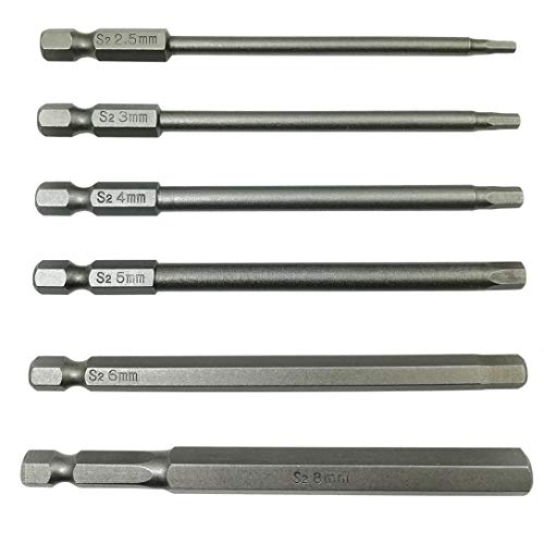 LEROM 6Pcs Hex Head Allen Wrench Drill Bit Set, 100mm/4 inch long
