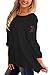 FARYSAYS Women's Casual Crewneck Lace Crochet High Low Long Sleeve Loose Blouse Tops (S-XXL)