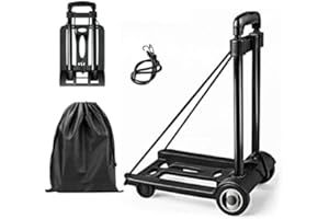 Folding Hand Truck Lightweight Portable Cart, 110lbs/50kg Load Capacity Heavy Duty Utility Cart with Telescoping Handle, 2 Ru
