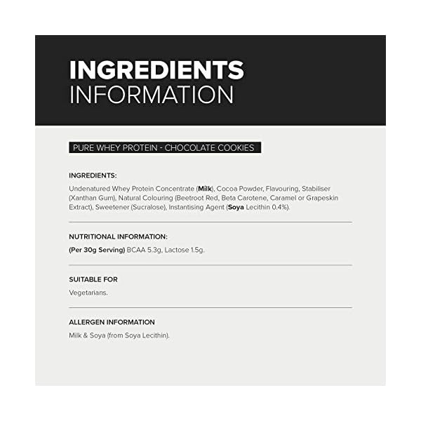 Bulk Pure Whey Protein Powder Shake, Chocolate Cookies, 2.5 kg, Packaging May Vary