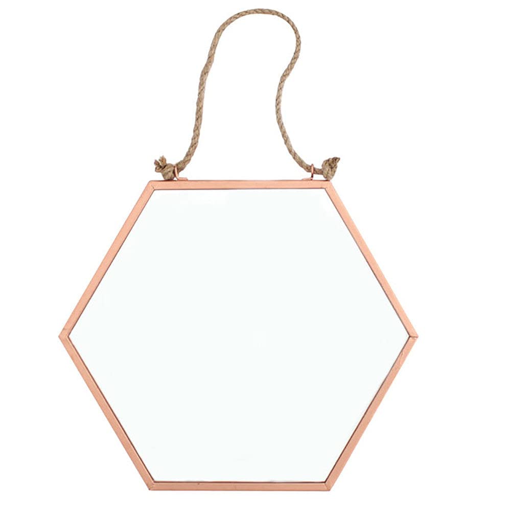 Elegant Brown Metal Small Geometric Mirror - 17.5cm x 20cm (1 Pc.) - Unique & Eye-catching Design - Perfect for Home & Office Decor