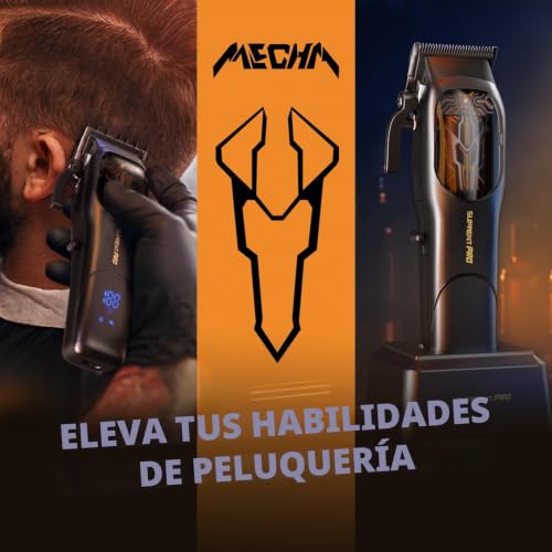 SUPRENT Men's Hair Clippers, Professional Cordless Hair Clippers with Adjustable Taper Lever and Ceramic Blade, Rechargeable, LED Display (Black)