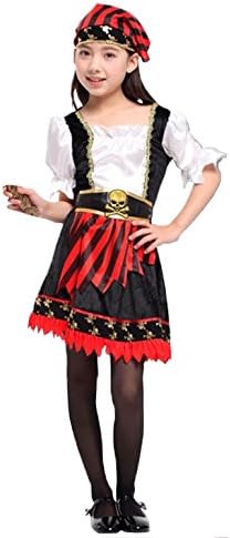 Cohaco Girls Sea Captains Pirate Role Play Contume (L (Height 47.2"-51.2"), Border)