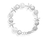 Sterling Silver Bracelet, 7 inch long, 3/8 inch wide, Nautical Charm Links