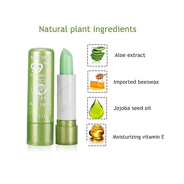 Moisturizing Lip Balm, Color Changing Lip Gloss Lipstick Beauty Tool Aloe Vera Lip Care Balm 3.5g