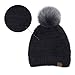 ViGrace Women Knit Slouchy Beanie Chunky Baggy Hat with Faux Fur Pompom Winter Soft Warm Ski Cap Dark Grey