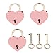 NUOLUX Vintage Heart Shape Padlock with Keys Lock Set - Antique Brass M Pack of 3 (Pink)