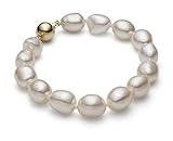 HinsonGayle AAA 10-11mm Irridescent White Baroque Freshwater Cultured Pearl Bracelet (7.5 inches long)