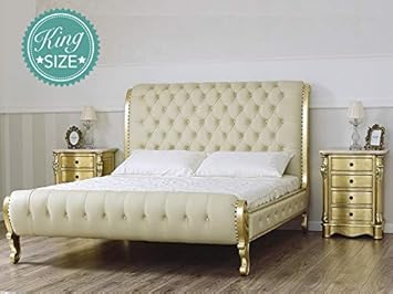 King Size Bed Frame Ola French Baroque Style Gold Leaf Faux